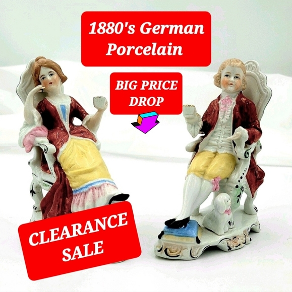 1880's Antique German Porcelain Figurines - Picture 1 of 16